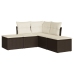 Set comedor de jardín 5 piezas y cojines ratán sintético marrón