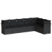 Set de comedor de jardín 7 pzas y cojines ratán sintético negro