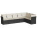 Set de comedor de jardín 7 pzas y cojines ratán sintético negro