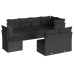 Set de sofás de jardín 8 piezas y cojines ratán sintético negro