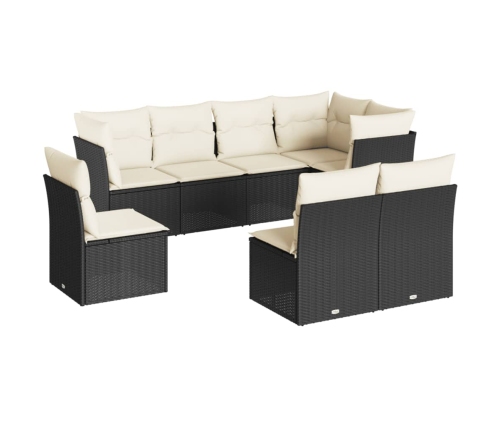 Set de sofás de jardín 8 piezas y cojines ratán sintético negro