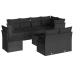 Set de sofás de jardín 8 piezas y cojines ratán sintético negro