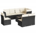 Set de sofás de jardín 8 piezas y cojines ratán sintético negro