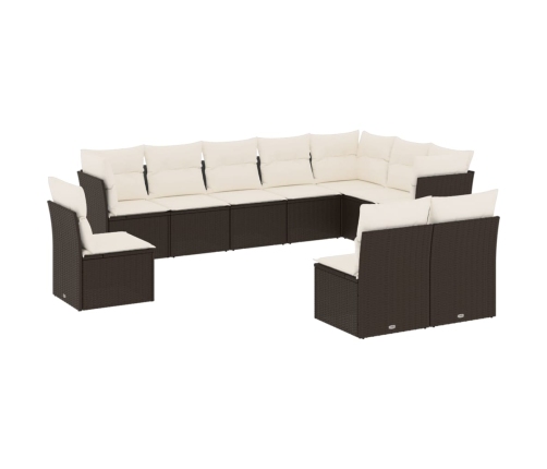 Set de sofás de jardín 10 pzas cojines ratán sintético negro