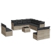 Set de sofás de jardín 12 pzas y cojines ratán sintético gris