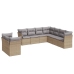 Set de sofás de jardín 9 pzas con cojines ratán sintético beige