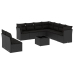 Set de sofás de jardín 10 pzas cojines ratán sintético negro