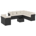 Set de sofás de jardín 10 pzas cojines ratán sintético negro