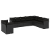 Set de sofás de jardín 10 pzas cojines ratán sintético negro
