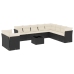 Set de sofás de jardín 11 pzas y cojines ratán sintético negro