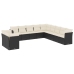 Set de sofás de jardín 11 pzas y cojines ratán sintético negro
