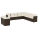 Set de sofás de jardín 11 pzas cojines ratán sintético marrón