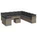 Set de sofás de jardín 12 pzas con cojines ratán sintético gris