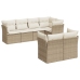 Set sofás de jardín 7 piezas y cojines ratán sintético beige