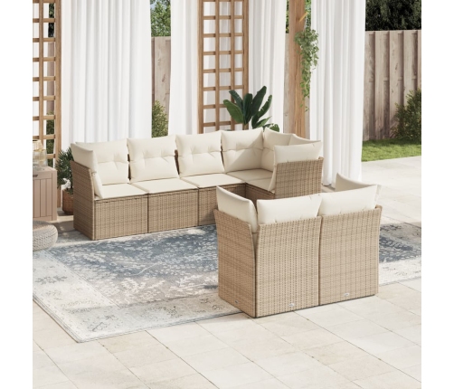Set sofás de jardín 7 piezas y cojines ratán sintético beige
