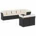 Set de sofás de jardín 8 piezas y cojines ratán sintético negro