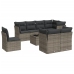 Set de muebles de jardín 9 pzas y cojines ratán sintético gris