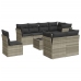 Set muebles jardín 9 pzas y cojines ratán sintético gris claro