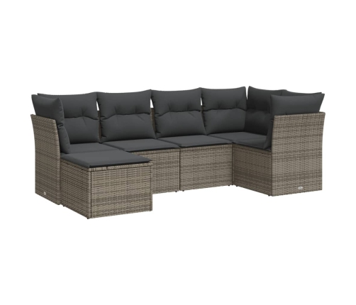 Set de muebles de jardín 6 pzas y cojines ratán sintético gris