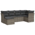 Set de muebles de jardín 6 pzas y cojines ratán sintético gris