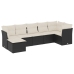 Set de comedor de jardín 7 pzas y cojines ratán sintético negro