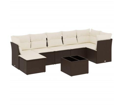 Set sofás de jardín 8 piezas y cojines ratán sintético marrón