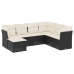 Set de comedor de jardín 7 pzas y cojines ratán sintético negro