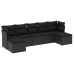 Set de comedor de jardín 7 pzas y cojines ratán sintético negro