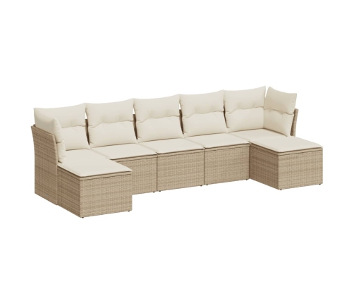 Set sofás de jardín 7 piezas y cojines ratán sintético beige