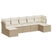 Set sofás de jardín 7 piezas y cojines ratán sintético beige