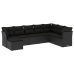 Set de sofás de jardín 8 piezas y cojines ratán sintético negro