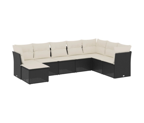 Set de sofás de jardín 8 piezas y cojines ratán sintético negro