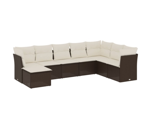 Set sofás de jardín 8 piezas y cojines ratán sintético marrón