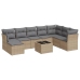 Set de sofás de jardín 9 pzas con cojines ratán sintético beige