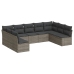 Set de muebles de jardín 9 pzas y cojines ratán sintético gris