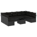 Set de sofás de jardín 10 pzas cojines ratán sintético negro