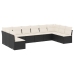 Set de sofás de jardín 10 pzas cojines ratán sintético negro
