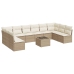 Set de sofás de jardín 11pzas con cojines ratán sintético beige