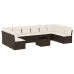 Set de sofás de jardín 11 pzas cojines ratán sintético marrón