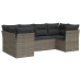 Set de muebles de jardín 6 pzas y cojines ratán sintético gris