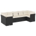 Set de comedor de jardín 7 pzas y cojines ratán sintético negro