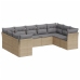 Set de sofás de jardín 9 pzas con cojines ratán sintético beige