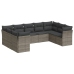 Set de muebles de jardín 9 pzas y cojines ratán sintético gris