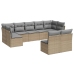 Set de sofás de jardín 9 pzas con cojines ratán sintético beige