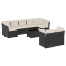 Set de sofás de jardín 10 pzas cojines ratán sintético negro