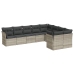 Set muebles jardín 9 pzas y cojines ratán sintético gris claro
