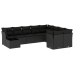 Set de sofás de jardín 10 pzas cojines ratán sintético negro