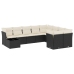 Set de sofás de jardín 10 pzas cojines ratán sintético negro