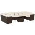 Set de sofás de jardín 11 pzas cojines ratán sintético marrón