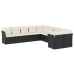 Set de sofás de jardín 10 pzas cojines ratán sintético negro